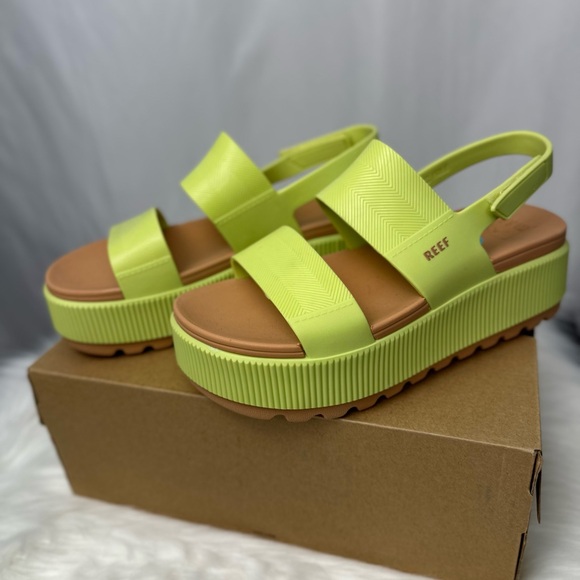 NWT Women’s Reef Water Vista Higher Platform Sandals bright green Sz 8 - Picture 4 of 10